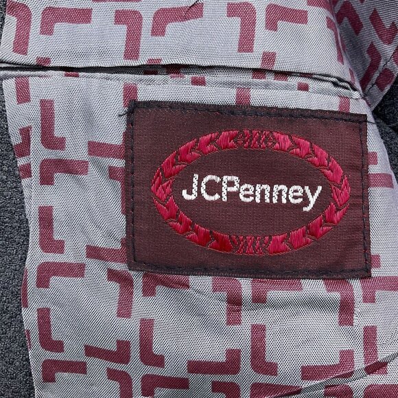 JCPenney Blazer Men 36 Gray Poly Texture Knit 60s 70s Suit Jacket VTG‎ USA - Picture 11 of 15